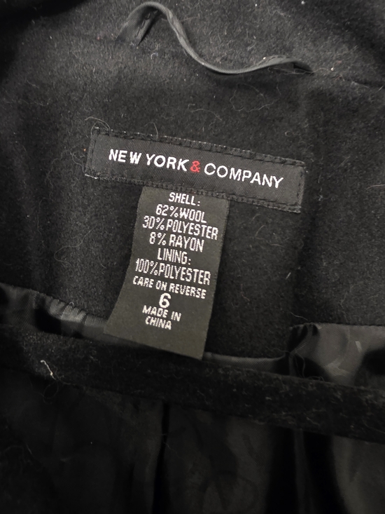 New York & Company Black Double-Breasted Trench Coat with Belt - Picture 2 of 12